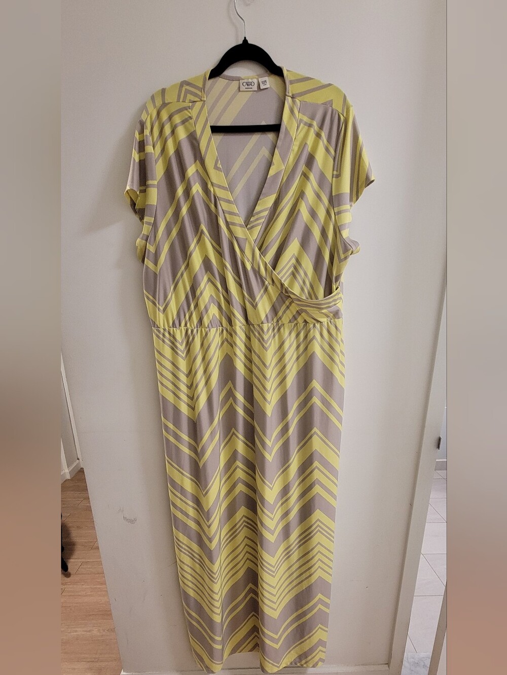 Cato Yellowand Grey Chevron Maxi Dress Size 22/24